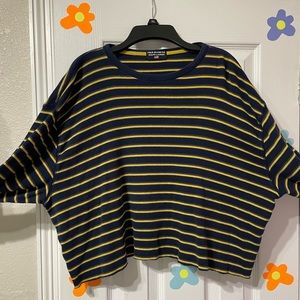 Ralph Lauren yellow and navy cropped long sleeve